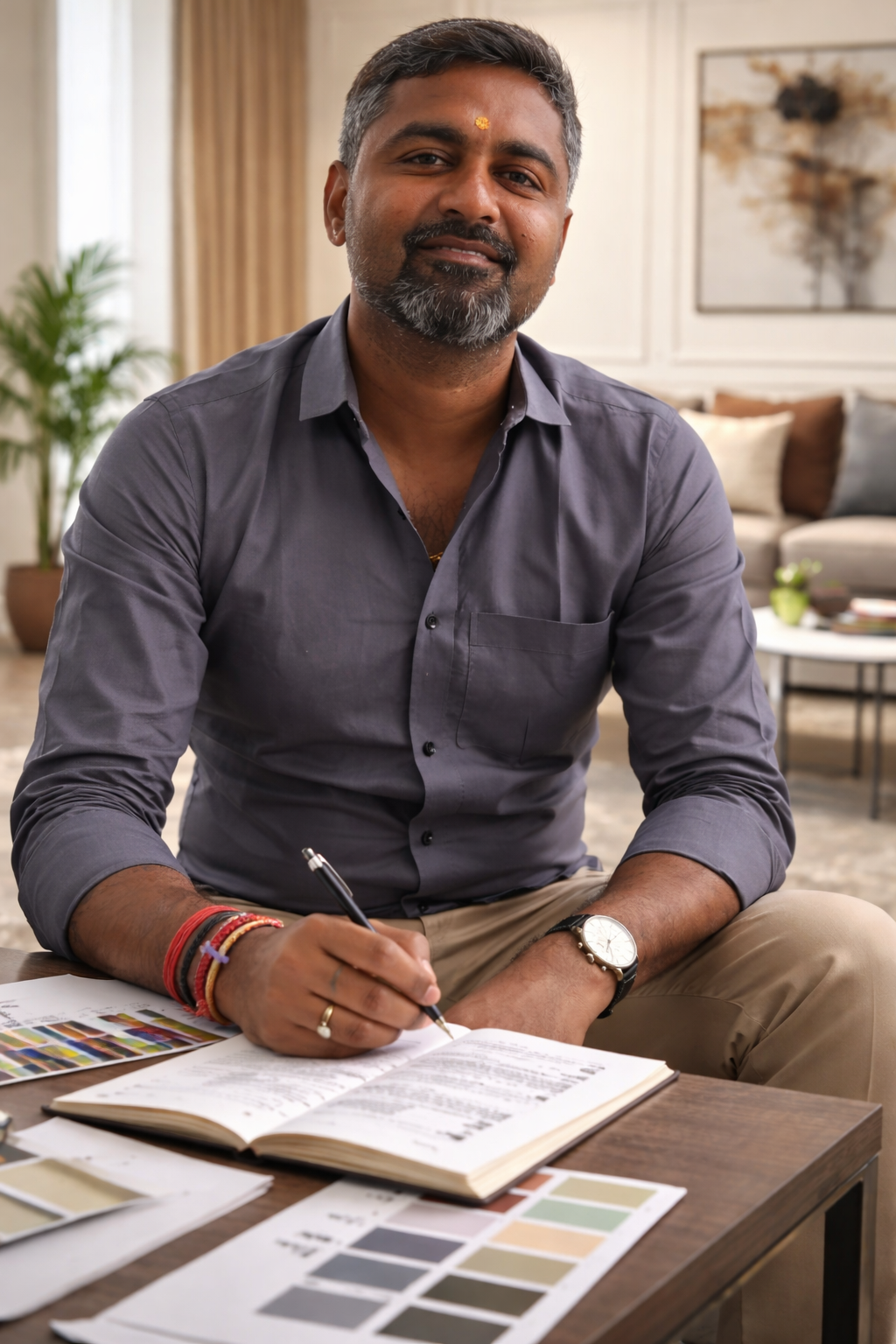 interior designer at work with style